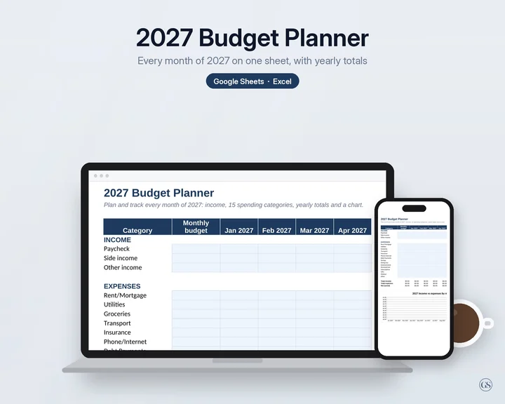 Main preview of the 2027 Budget Planner Spreadsheet