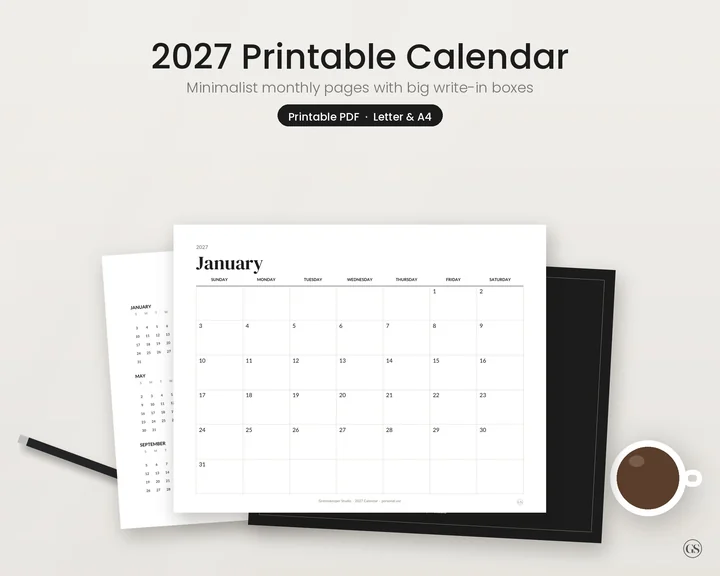 Main preview of the 2027 Printable Calendar