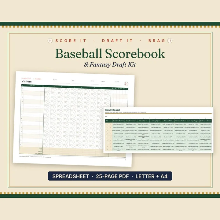 Main preview of the Baseball Scorebook & Fantasy Draft Kit
