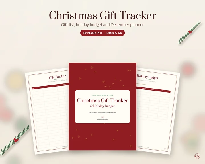 Main preview of the Christmas Gift List Printable