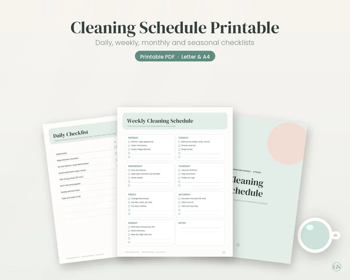Main preview of the Cleaning Schedule Printable Bundle