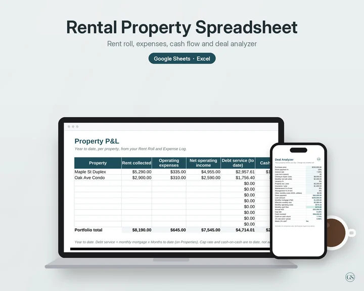 Main preview of the Rental Property Spreadsheet