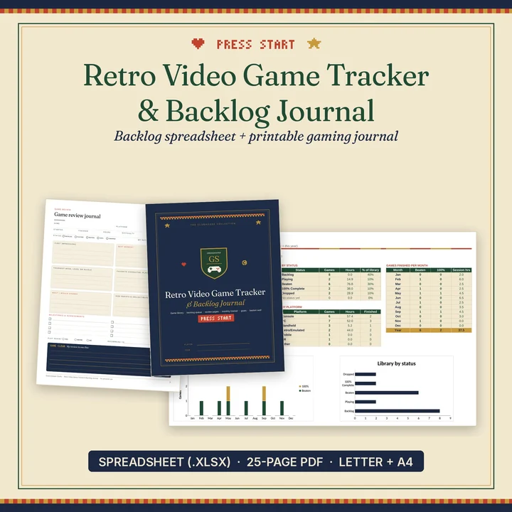 Main preview of the Retro Video Game Tracker & Backlog Journal