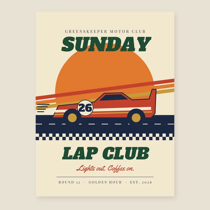 Main preview of the Sunday Lap Club Print