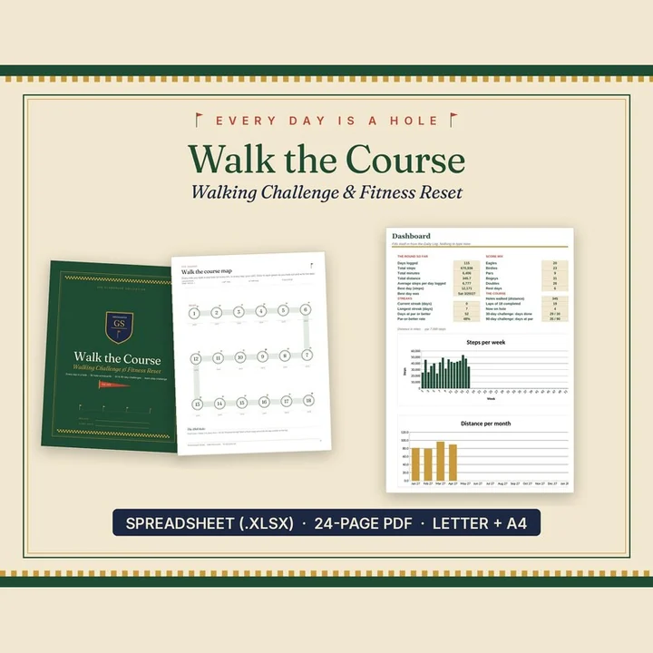 Main preview of Walk the Course, a walking challenge tracker